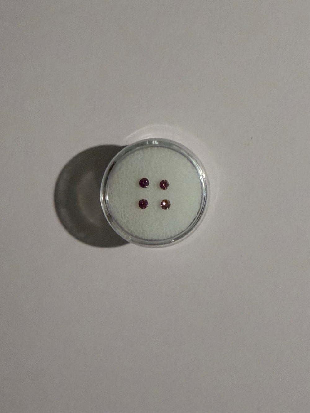 Four 2.9 mm purple|Pink Round Lab Grown Diamond, VS/ SI Clarity